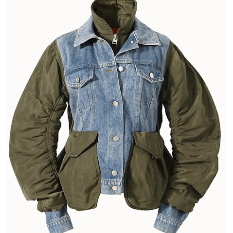 Alecia Denim & Olive Bomber Jacket - Ebove Clothing