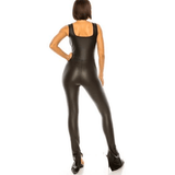 Faux leather Stretchy Jumpsuit - Ebove Clothing