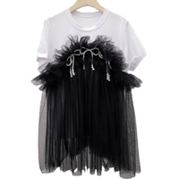 Pearl & Tulle Trim Knit Tee - Ebove Clothing