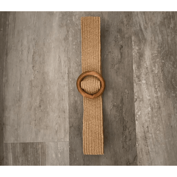 Raffia Belt w/Wooden Buckle - Ebove Clothing