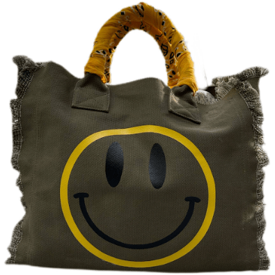 Smiley Bandana Fringe Canvas Tote - Ebove Clothing