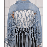 Tassel Back Crop Denim Jacket - Ebove Clothing