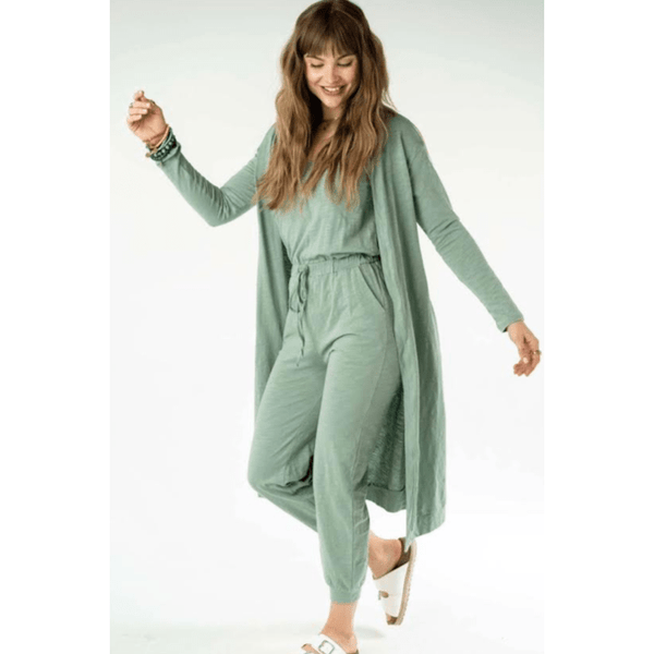 Textured Jumpsuit And Cardigan Set - Ebove Clothing