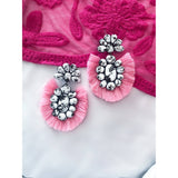 The Roan Earrings - White Buffalo With Pink Fringe - Ebove Clothing