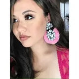 The Roan Earrings - White Buffalo With Pink Fringe