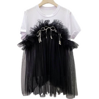 Pearl & Tulle Trim Knit Tee