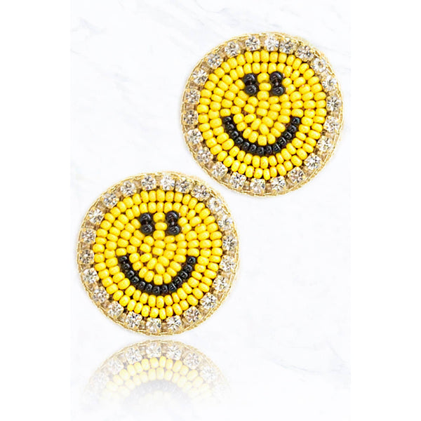 Beaded Smiley Post Earrings